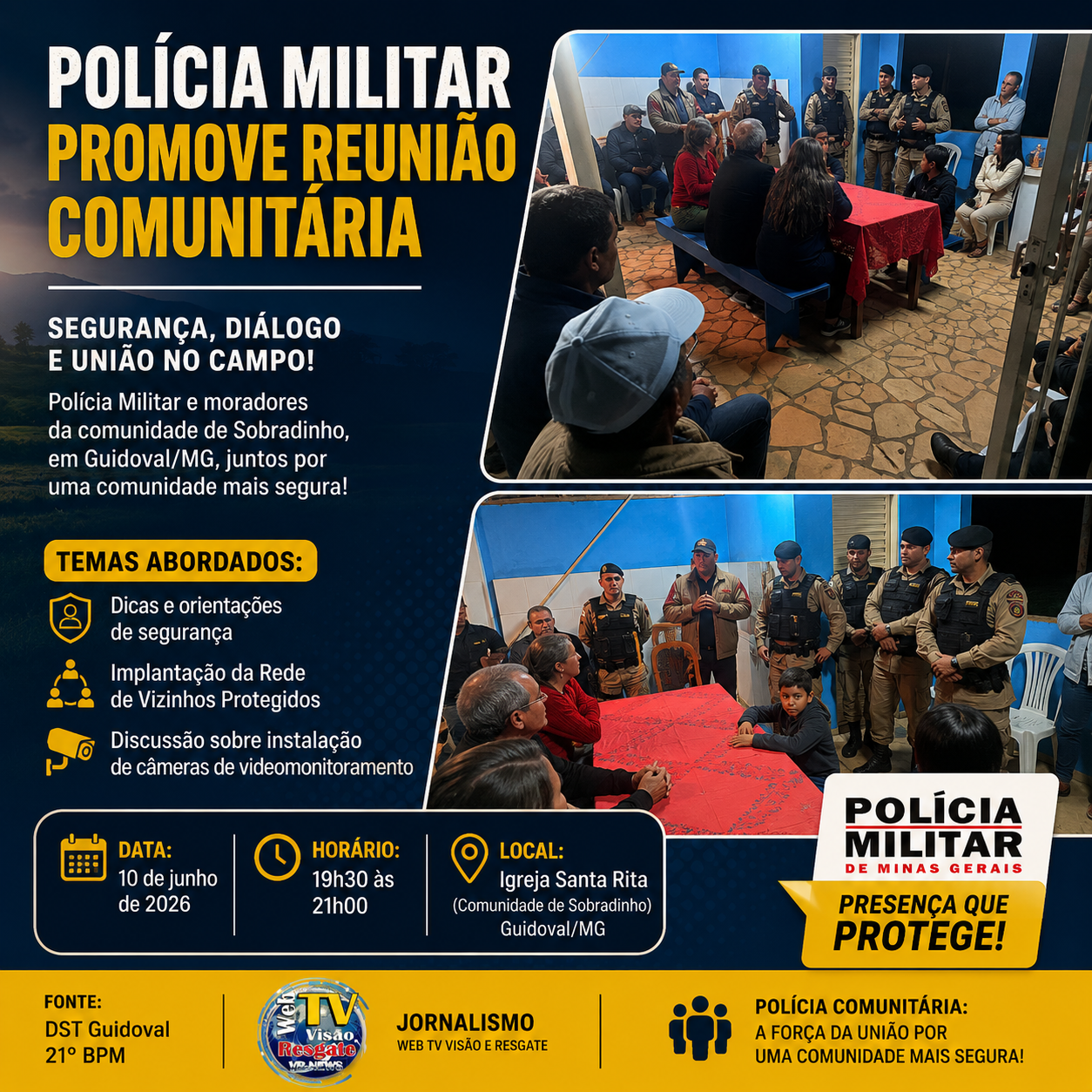 POLÍCIA MILITAR PROMOVE REUNIÃO COMUNITÁRIA E FORTALECE PARCERIA COM MORADORES DA ZONA RURAL DE GUIDOVAL.
