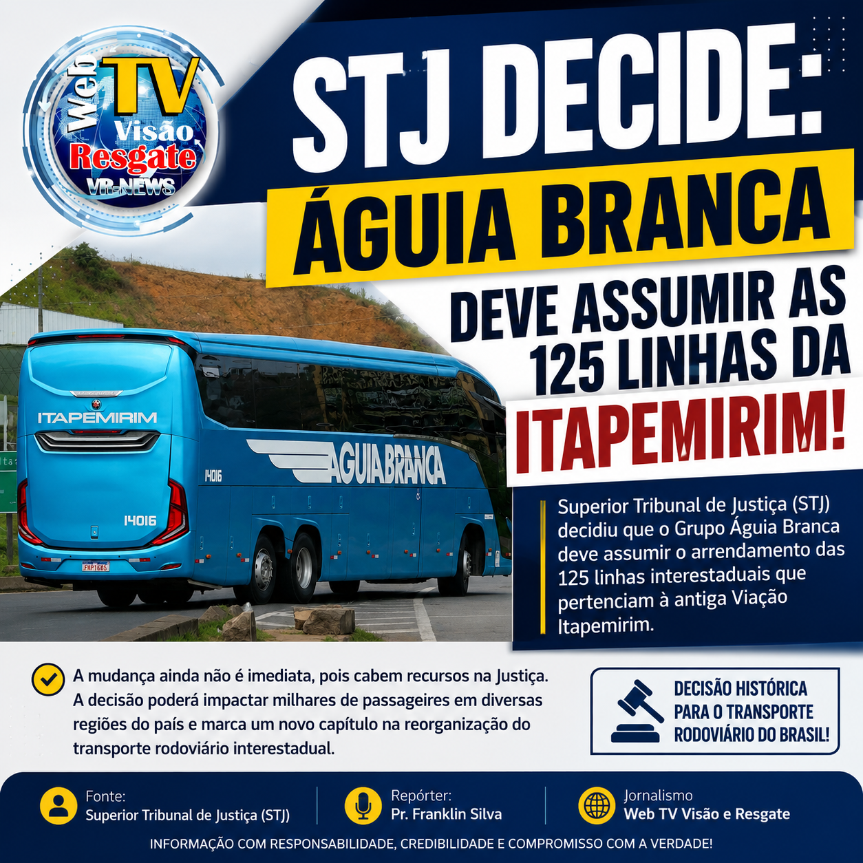STJ DECIDE QUE ÁGUIA BRANCA DEVE ASSUMIR AS 125 LINHAS DA ITAPEMIRIM.
