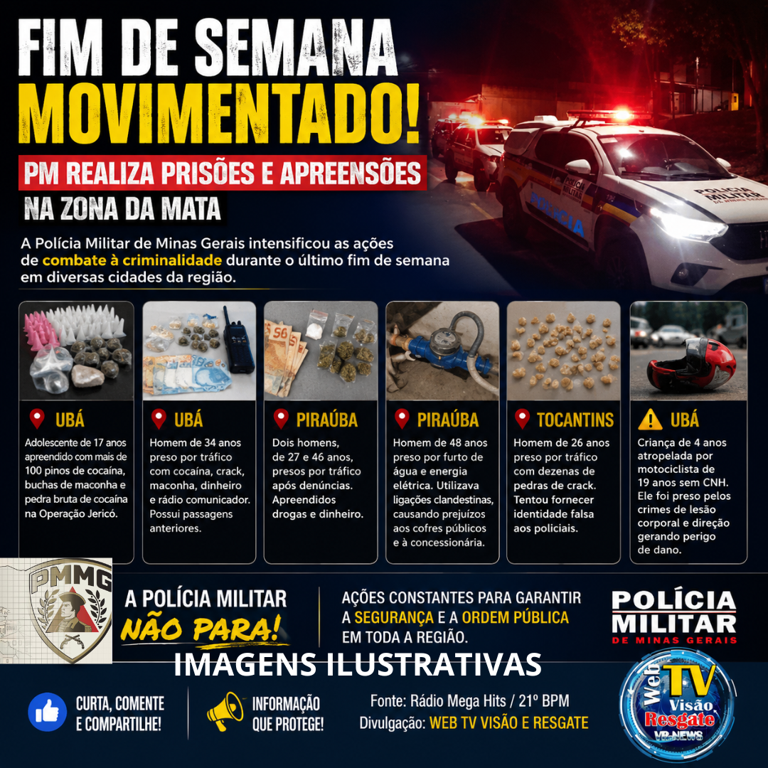 FIM DE SEMANA MOVIMENTADO: PM REALIZA PRISÕES, APREENSÕES E CAPTURA FORAGIDO NA ZONA DA MATA.