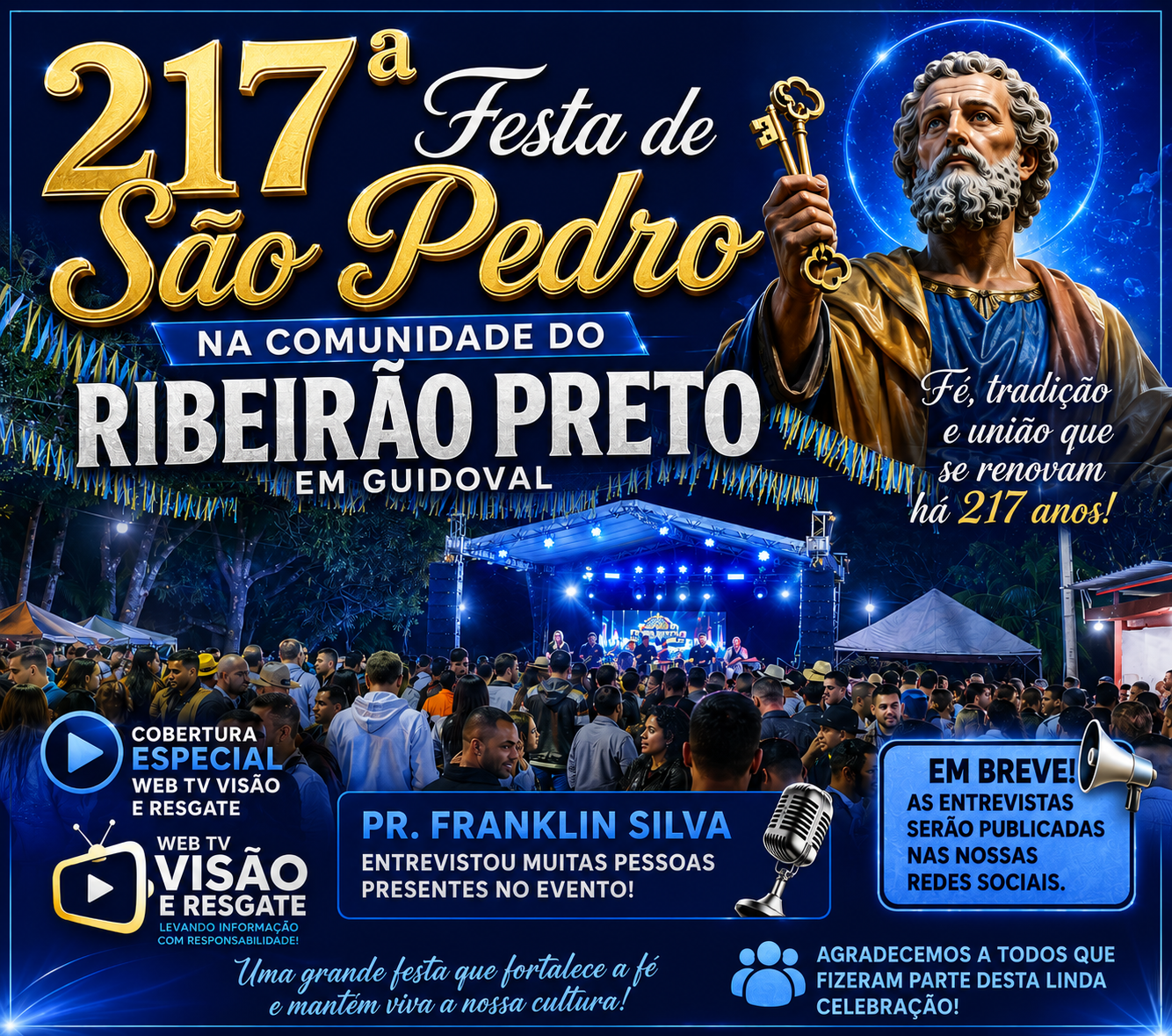 217ª FESTA DE SÃO PEDRO REÚNE GRANDE PÚBLICO EM GUIDOVAL COM SHOW DA BANDA HALLS E SHOW PIROTÉCNICO.