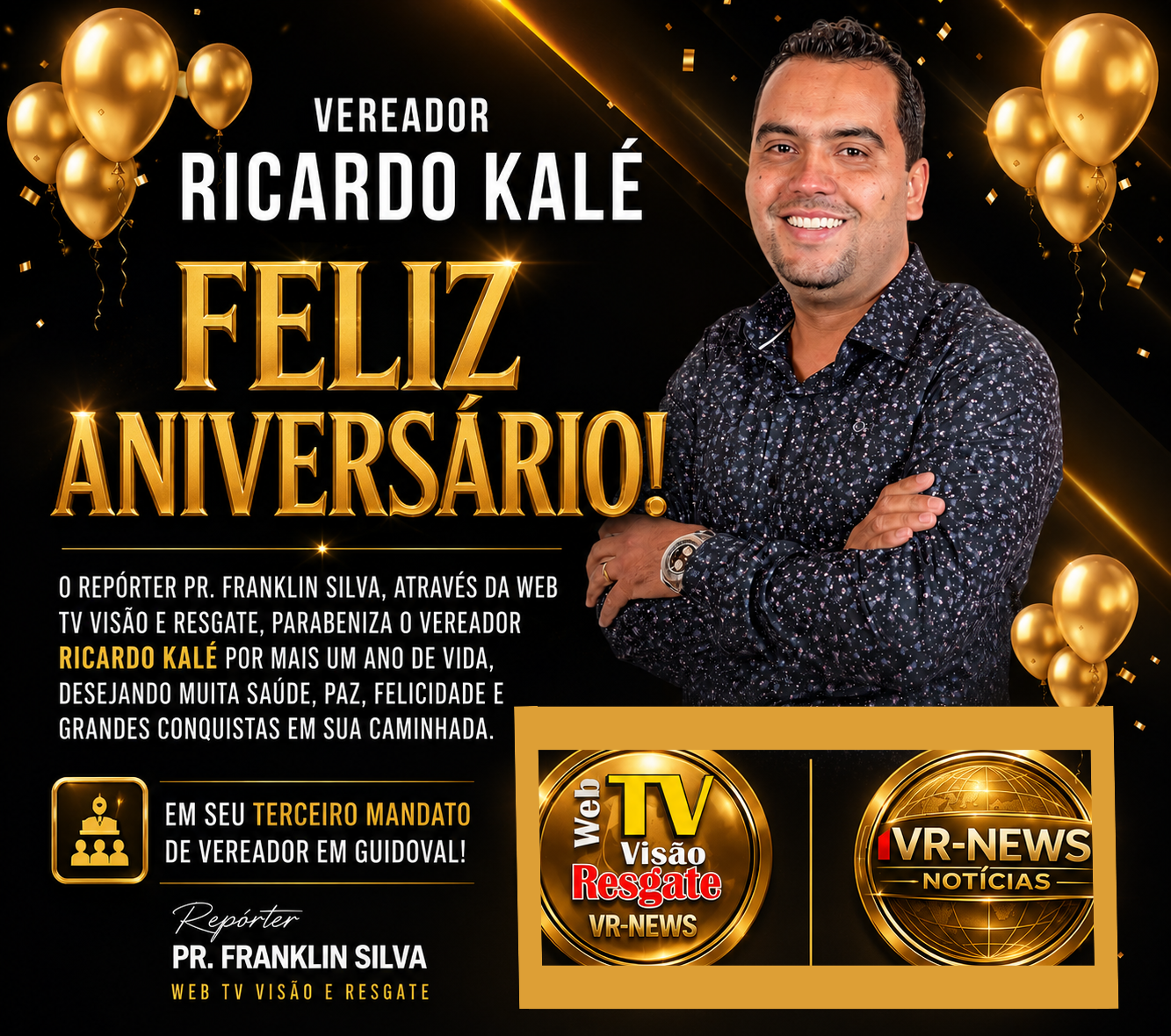 Vereador Ricardo Kalé é homenageado pelo aniversário e recebe reconhecimento por sua atuação em Guidoval.