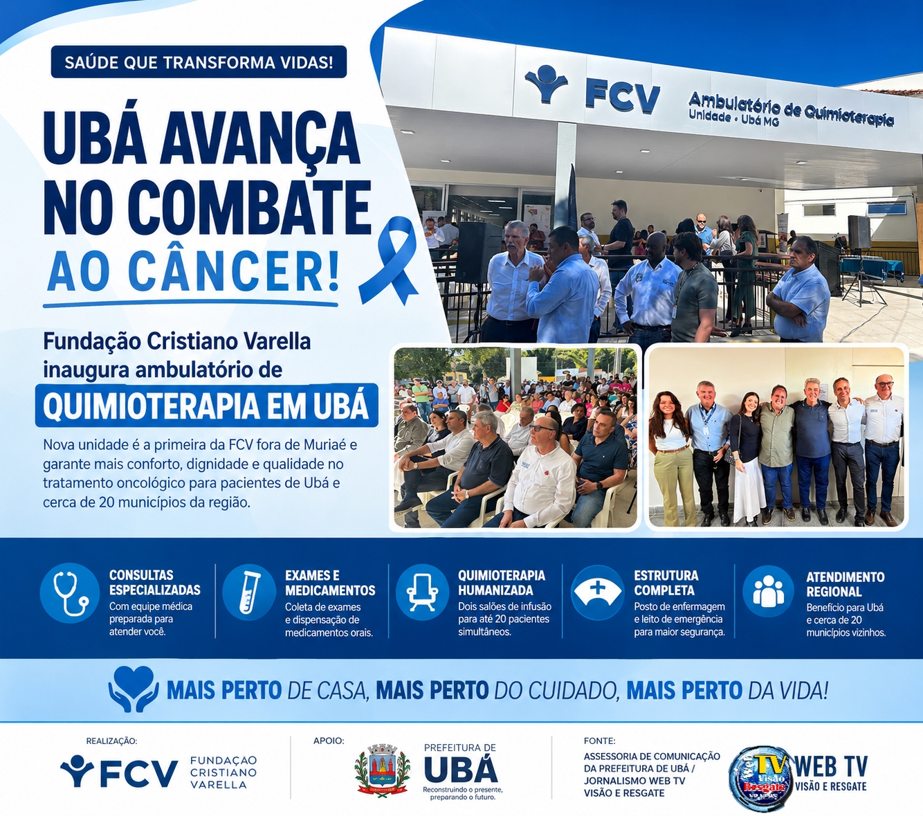 # Fundação Cristiano Varella inaugura ambulatório de quimioterapia em Ubá e amplia acesso ao tratamento oncológico na Zona da Mata  **Nova unidade é a primeira da instituição fora de Muriaé e beneficiará pacientes de cerca de 20 municípios da região** .