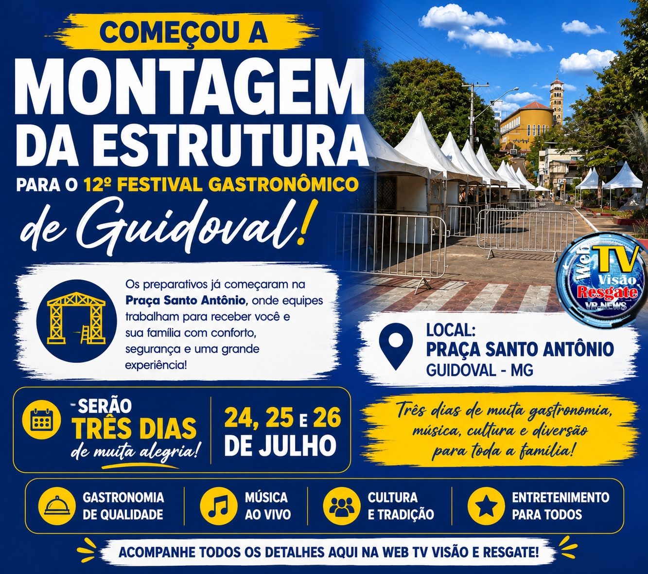 Começa a montagem da estrutura para o 12º Festival Gastronômico de Guidoval .