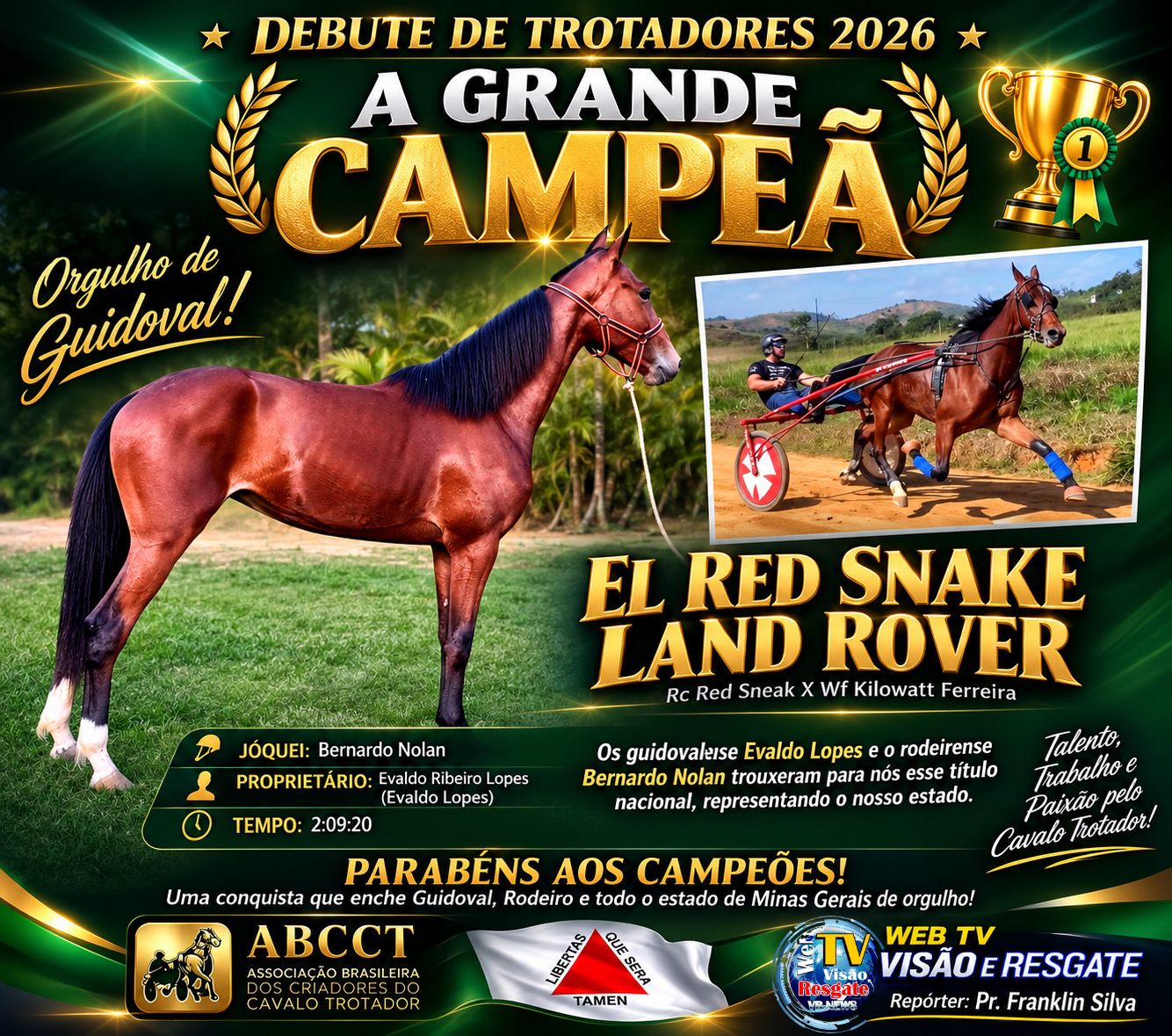 El Red Snake Land Rover conquista título nacional e leva Guidoval, Rodeiro e Minas Gerais ao pódio.